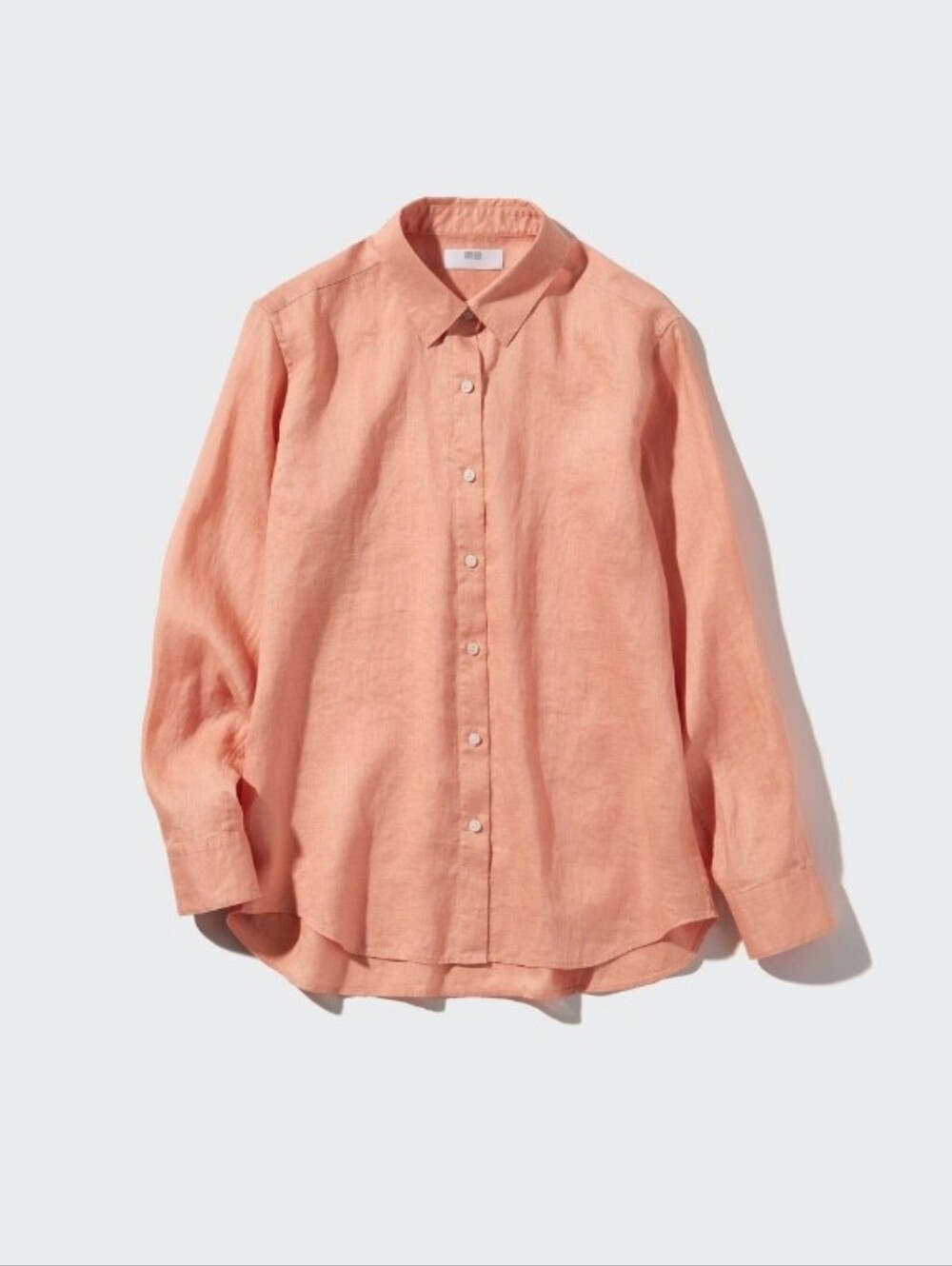 Uniqlo Women's Light Orange 100% Linen Linen Button-Down Shirt Plus Size XXL